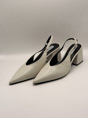 Steve Madden Women Faryn Off White Pointy Slingback Pump Heel Sz 9
